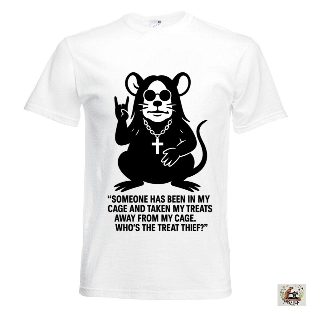 Mischief Made Short Sleeve T-Shirt with Ozzy quote rat parody Print