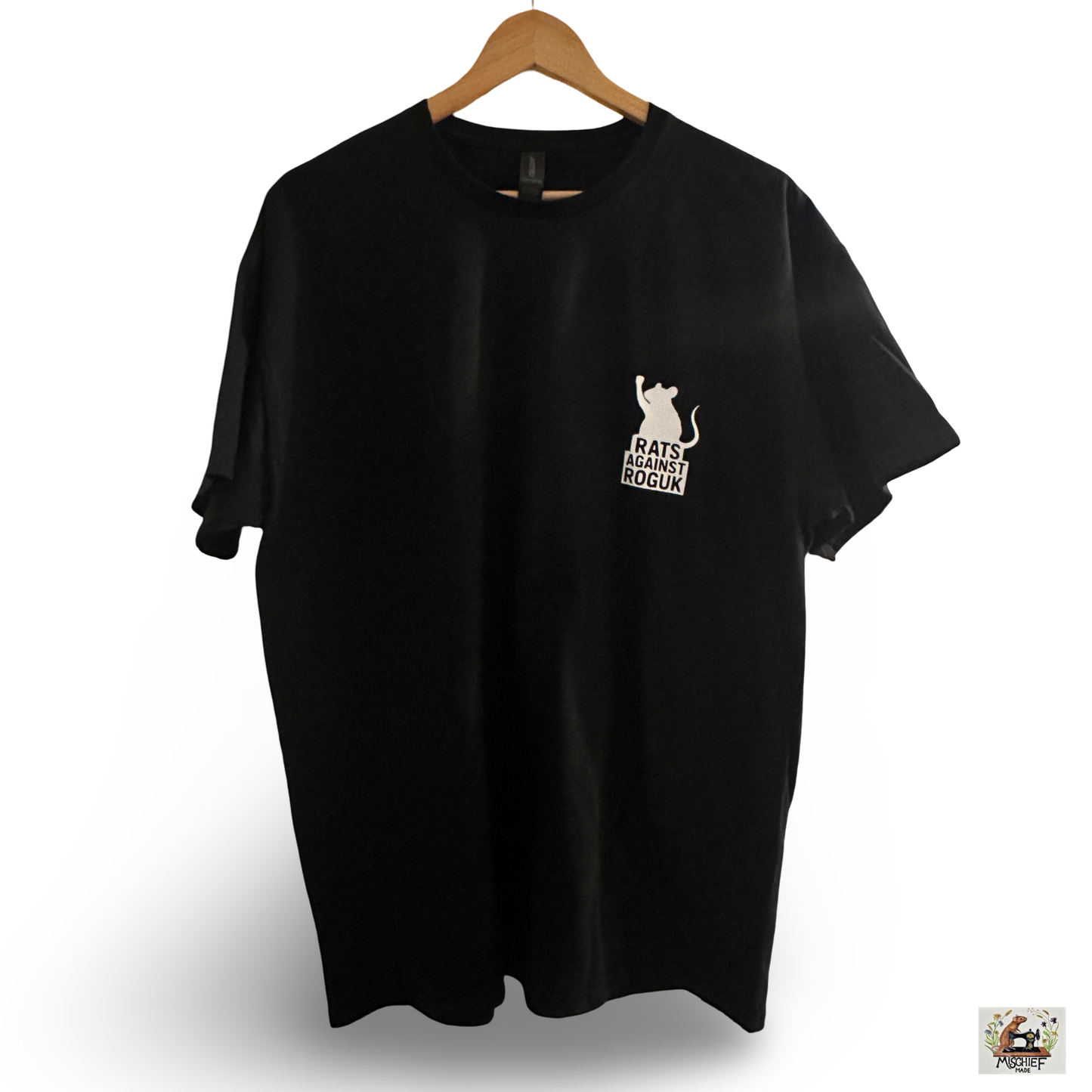 Mischief Made Short Sleeve T-Shirt with "Rats Against ROGUK" Print