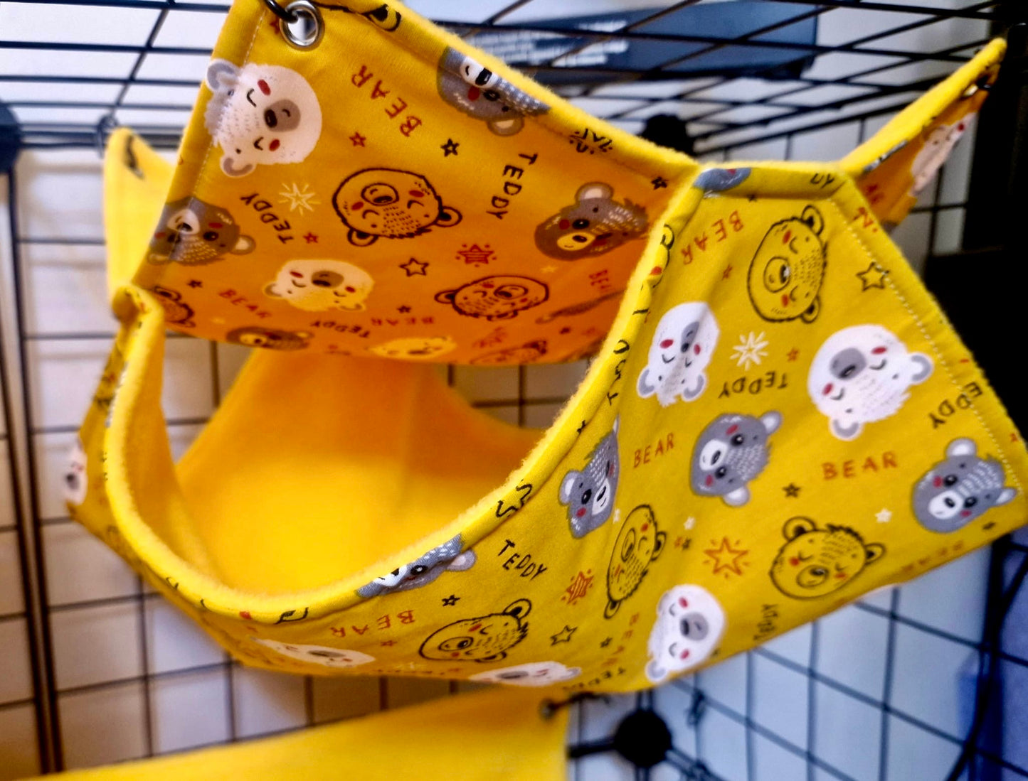 5 piece fleece lined rodent hammock set for rats ferrets chinchillas teddy bear print