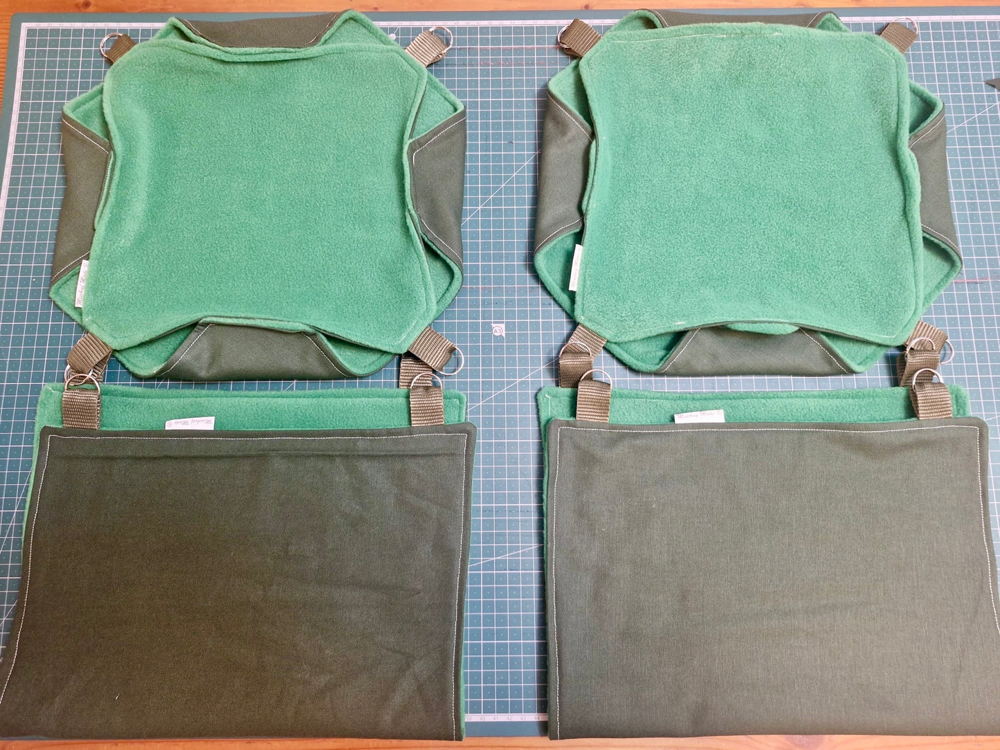 4 piece fleece lined rodent hammock set for rats ferrets chinchillas Green Green Grass