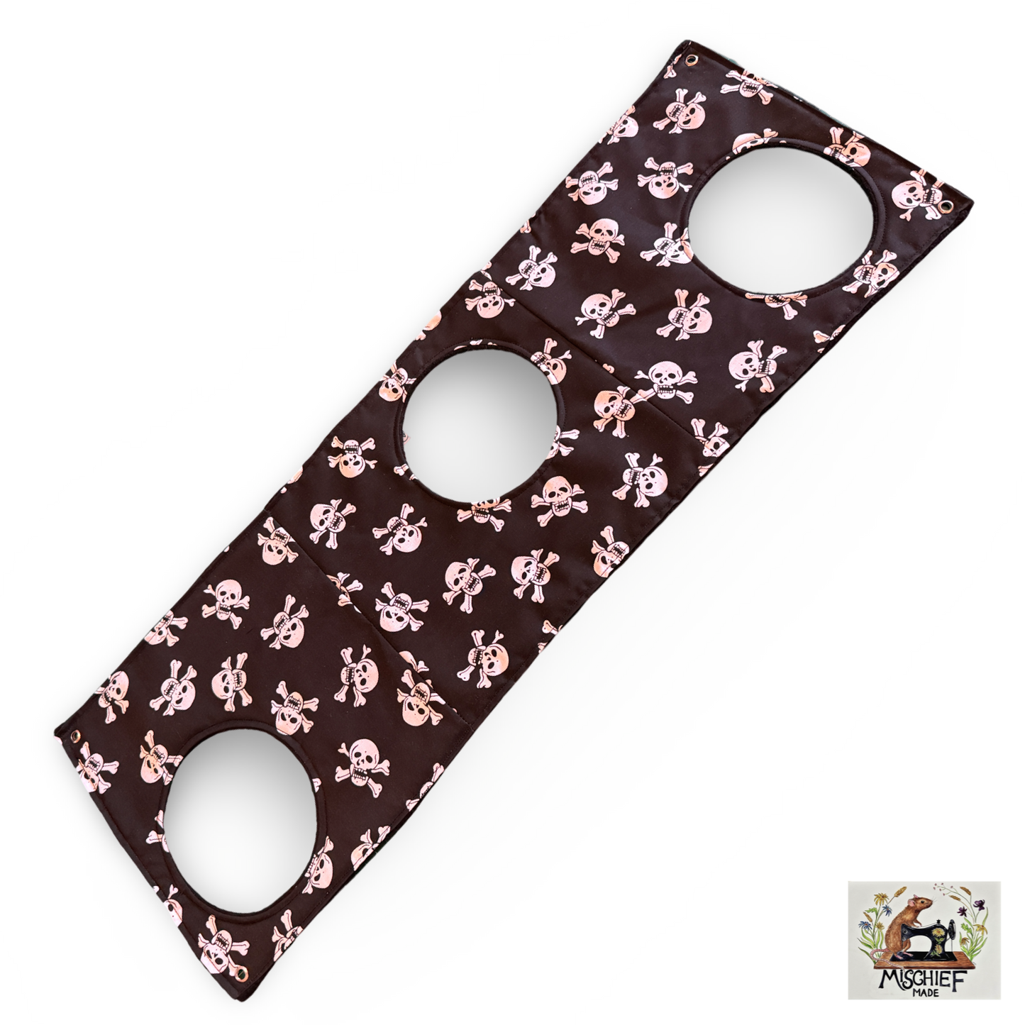 Swiss fall-breaker hammock. Skulls print with Black fleece. Padded and quilted.