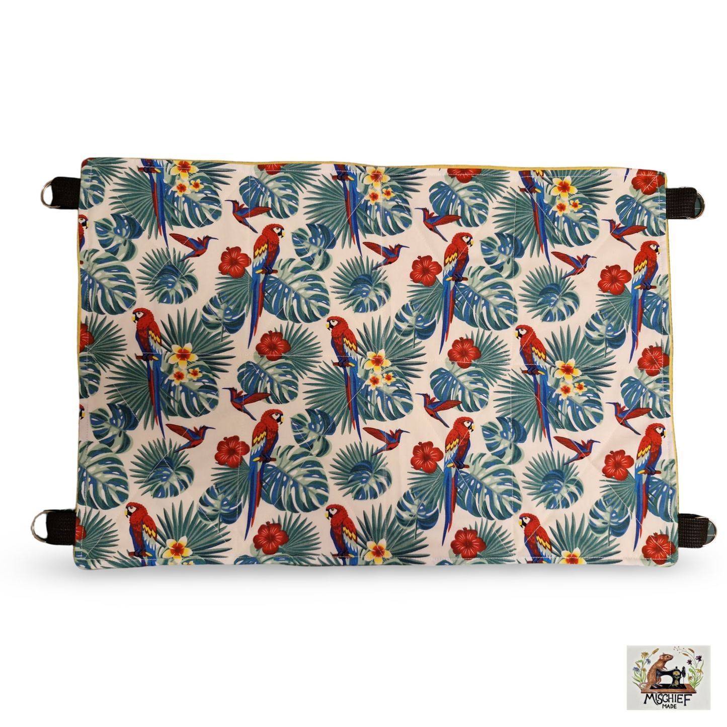 Fleece lined, quilted single hammock - White Toucan
