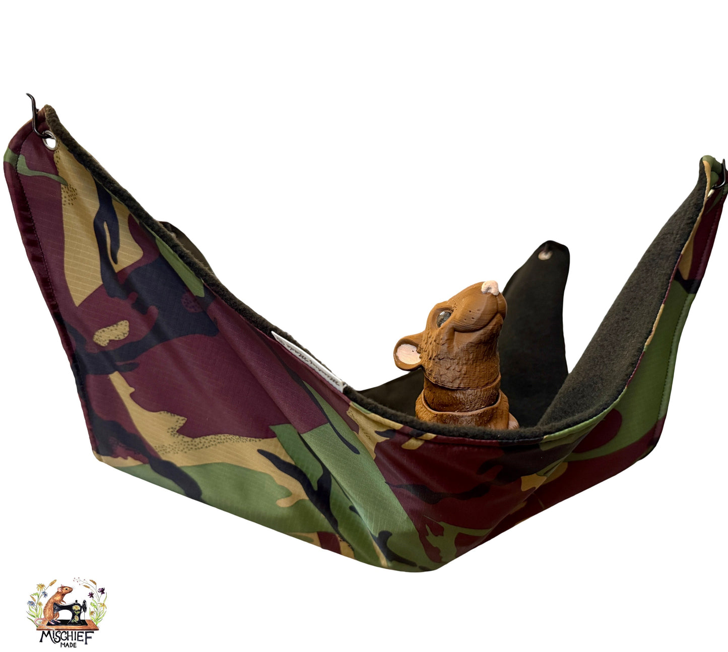 Mischief Made set of 3 hammocks - Camo print, black fleece lined