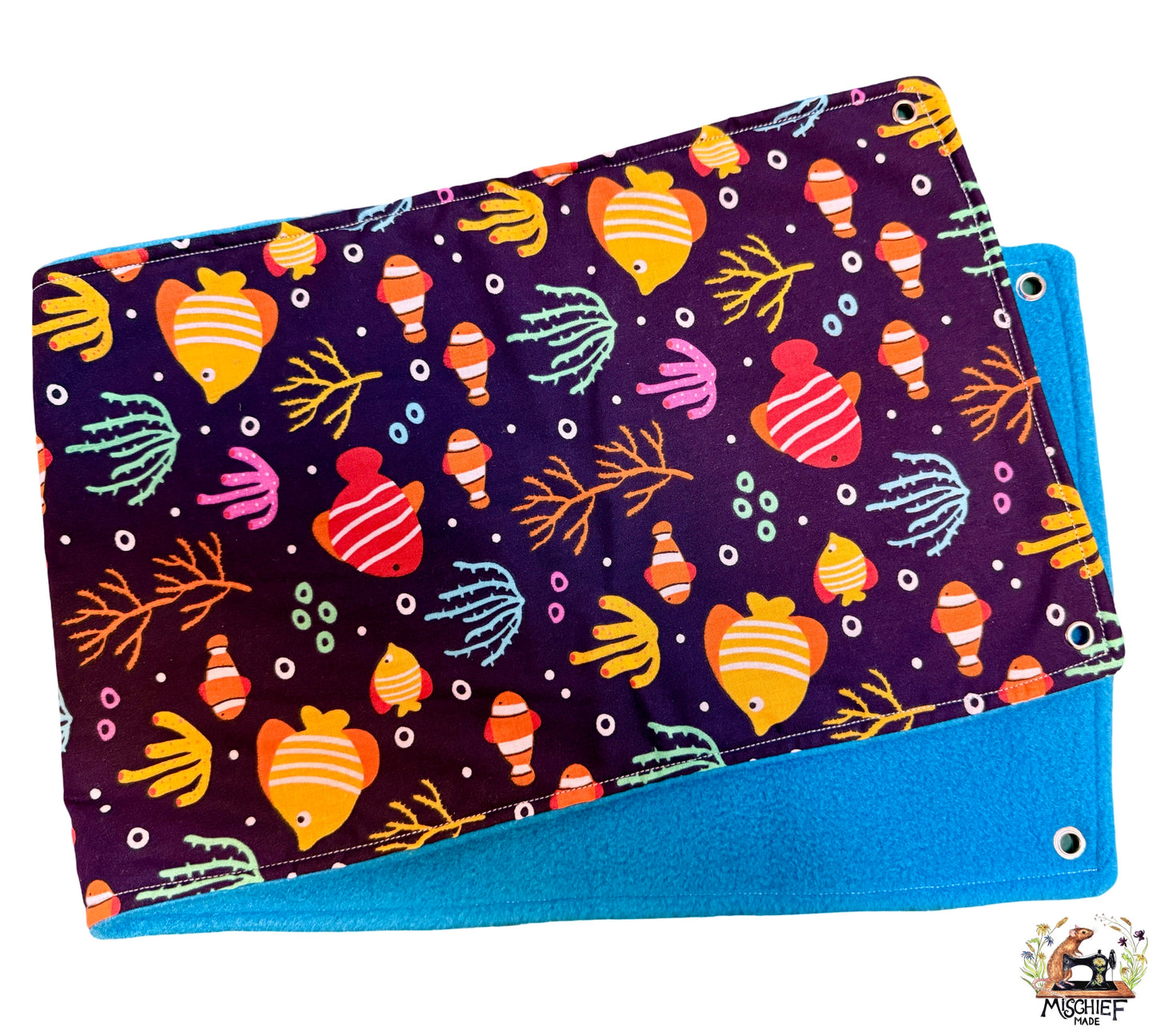 3 piece fleece lined rodent hammock set for rats ferrets chinchillas Under the Sea