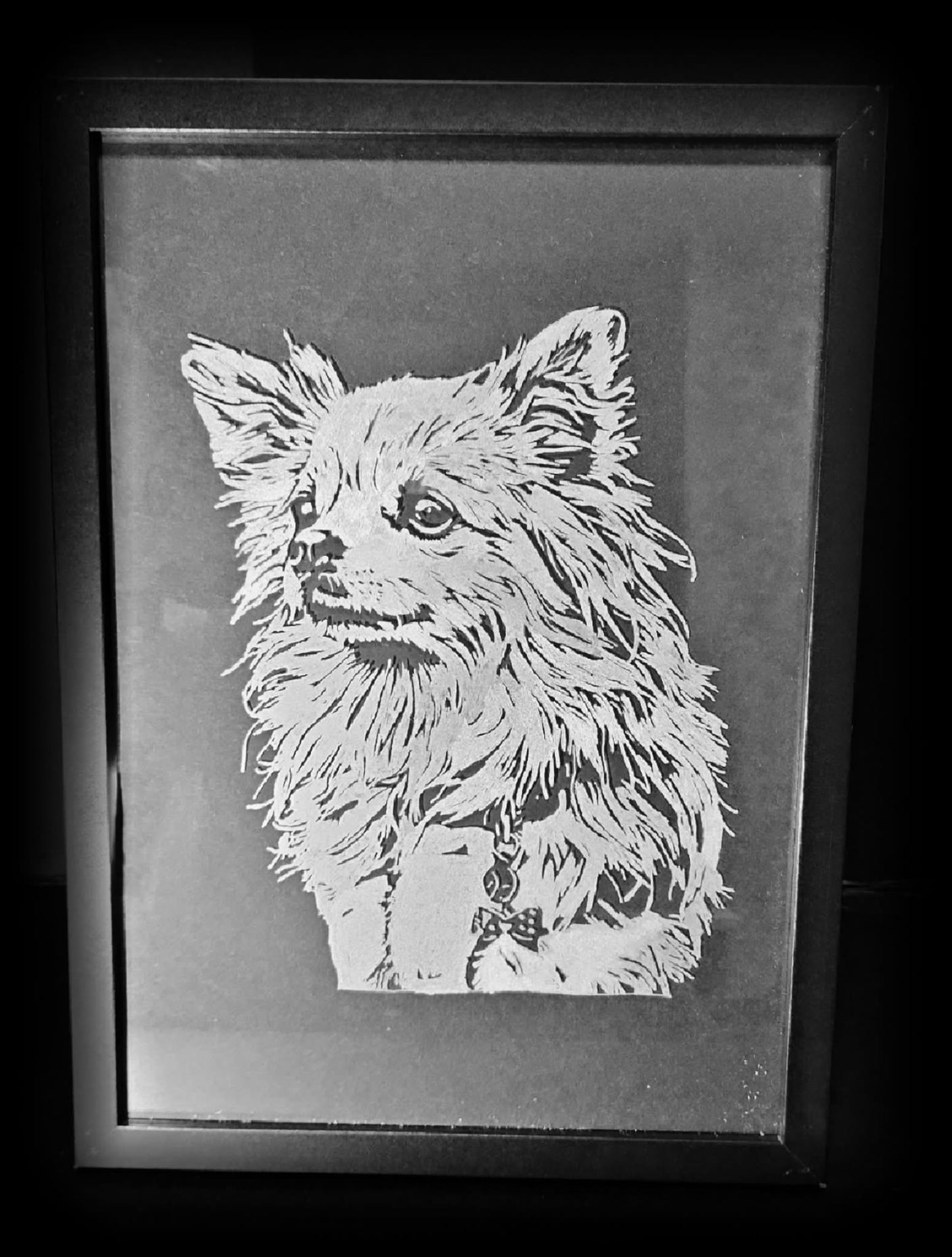 Framed Etching of your pet. Fully customisable for rats, cats, dogs (shipping included)