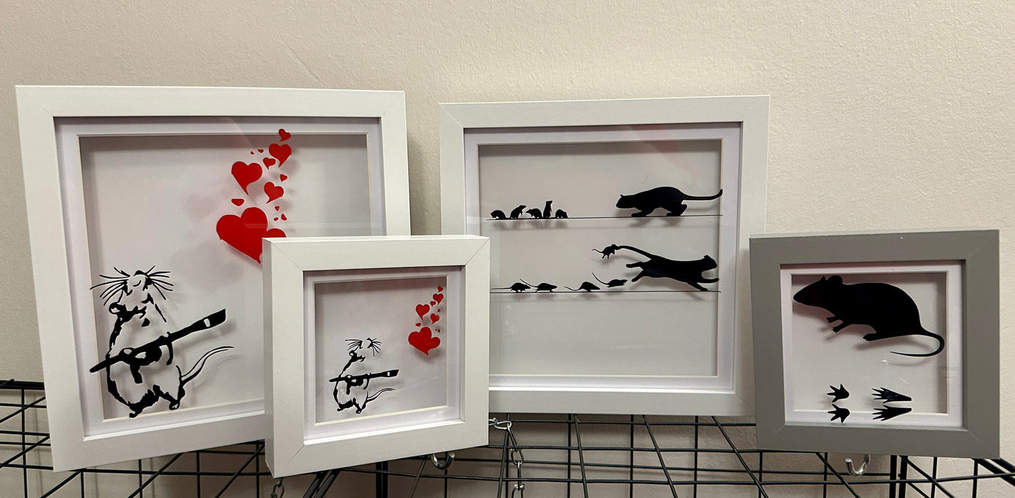 Rat print in shadow picture frame