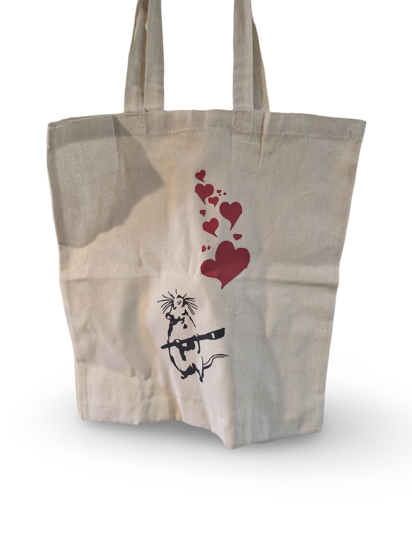 Mischief Made tote bag with "Rat-sy" print