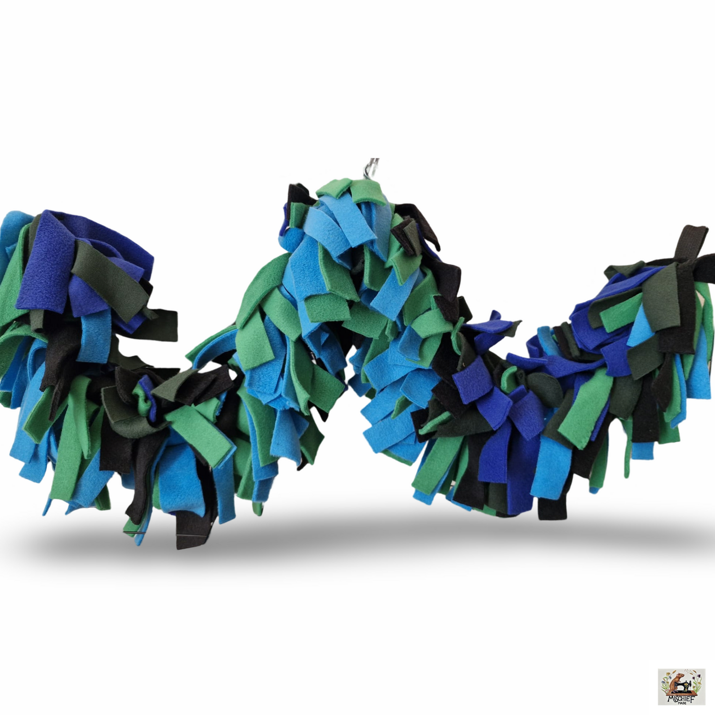 Mischief Made Cage enrichment rope (blues & green) - 1m length