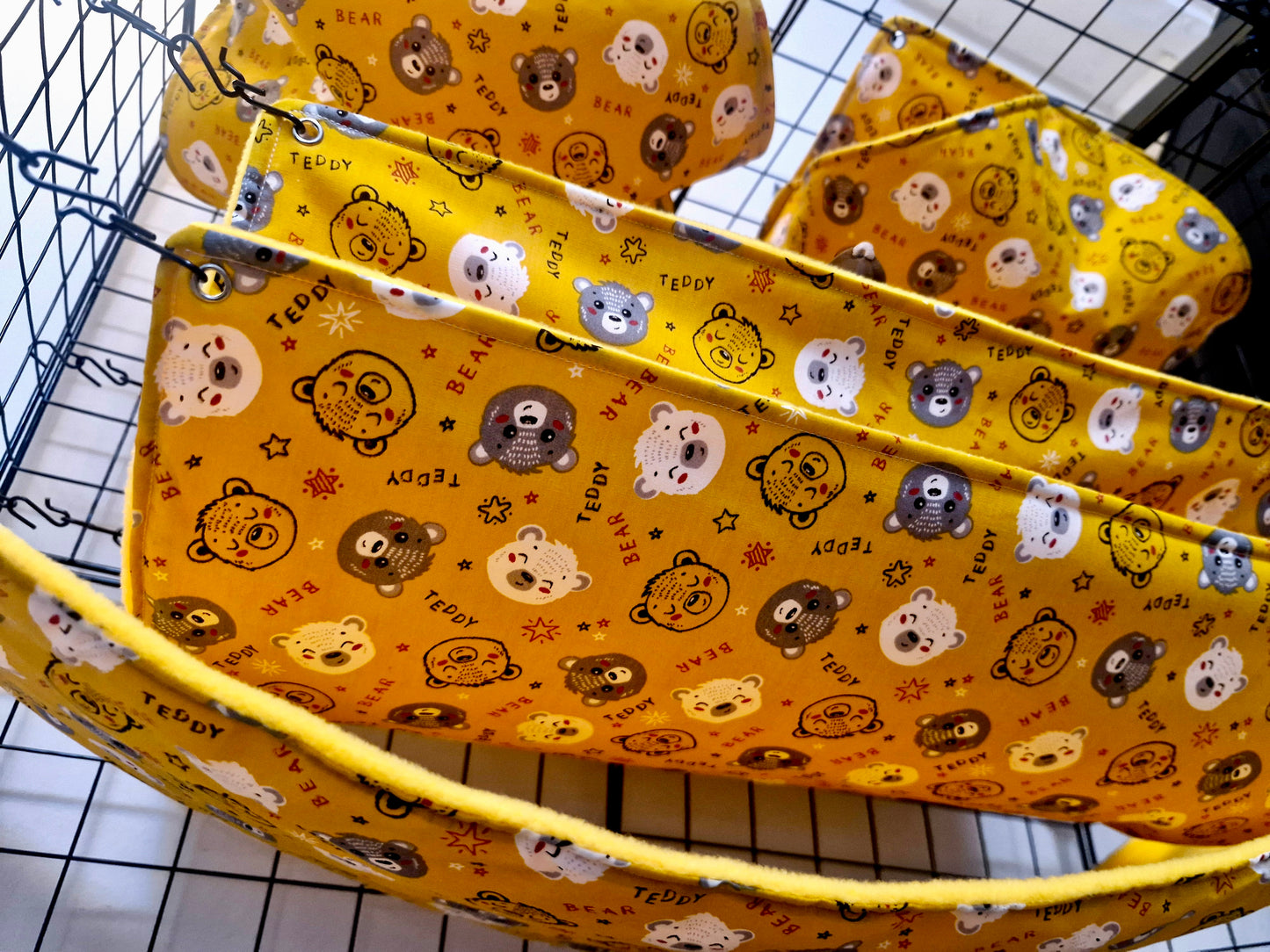 5 piece fleece lined rodent hammock set for rats ferrets chinchillas teddy bear print