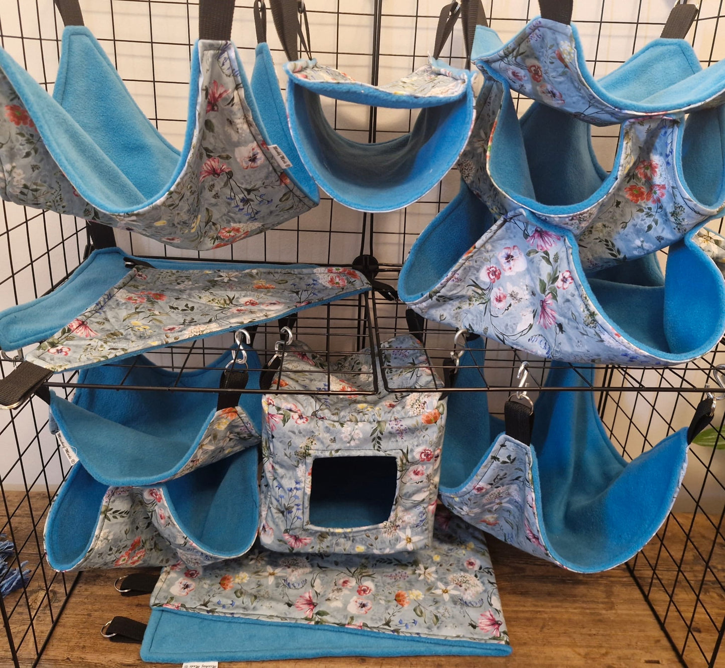 9 piece fleece lined rodent hammock set for rats ferrets chinchillas Duckegg