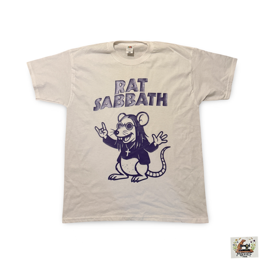 Mischief Made Short Sleeve T-Shirt with “Rat Sabbath” Ozzy Black Sabbath parody Print