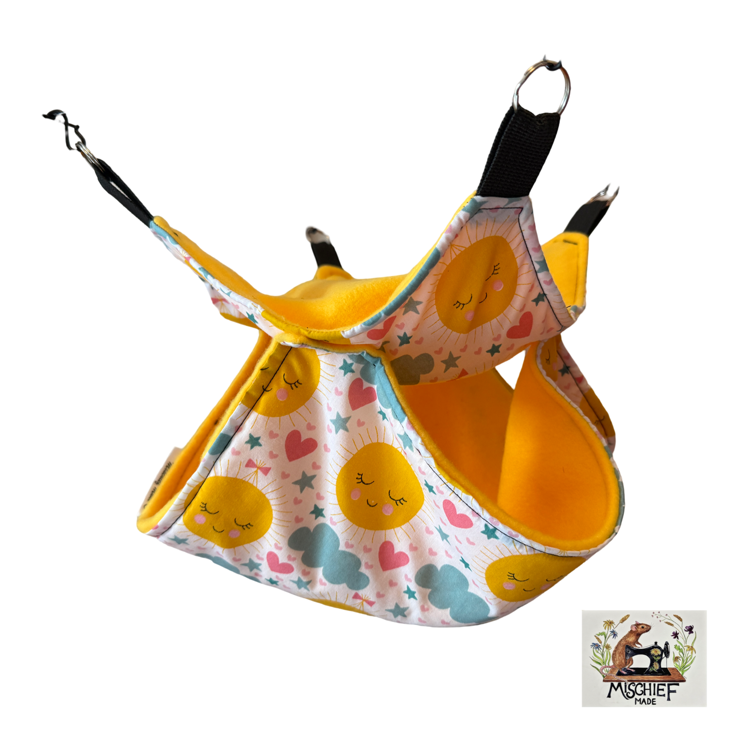 Double Ice hammock. Summer cooling hammock with ice pack (Happy Sun & Yellow Fleece)