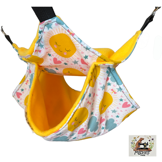 Double Ice hammock. Summer cooling hammock with ice pack (Happy Sun & Yellow Fleece)