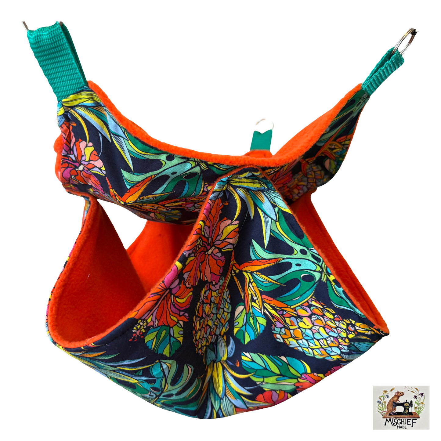 Double Ice hammock. Summer cooling hammock with ice pack (Black Florescence & Orange Fleece)