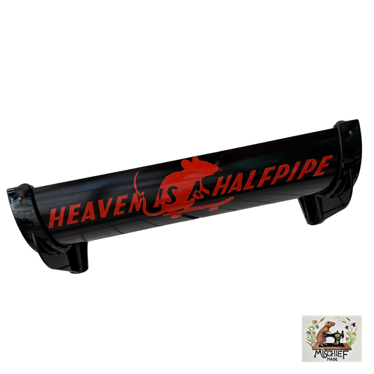 Mischief Made Half-Pipe with 'Heaven is a halfpipe' parody print (300mm version)