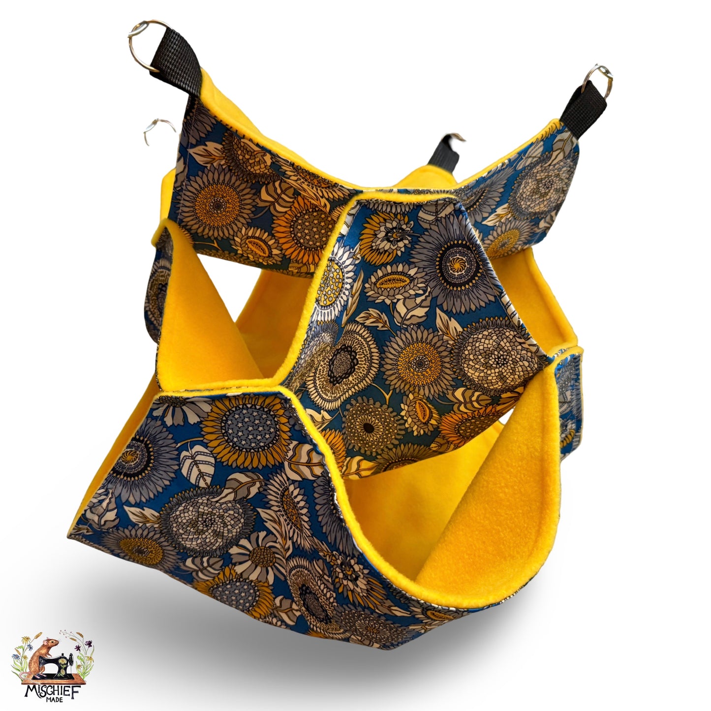 3 piece sunflower set. Fleece lined rodent hammock set for rats ferrets chinchillas