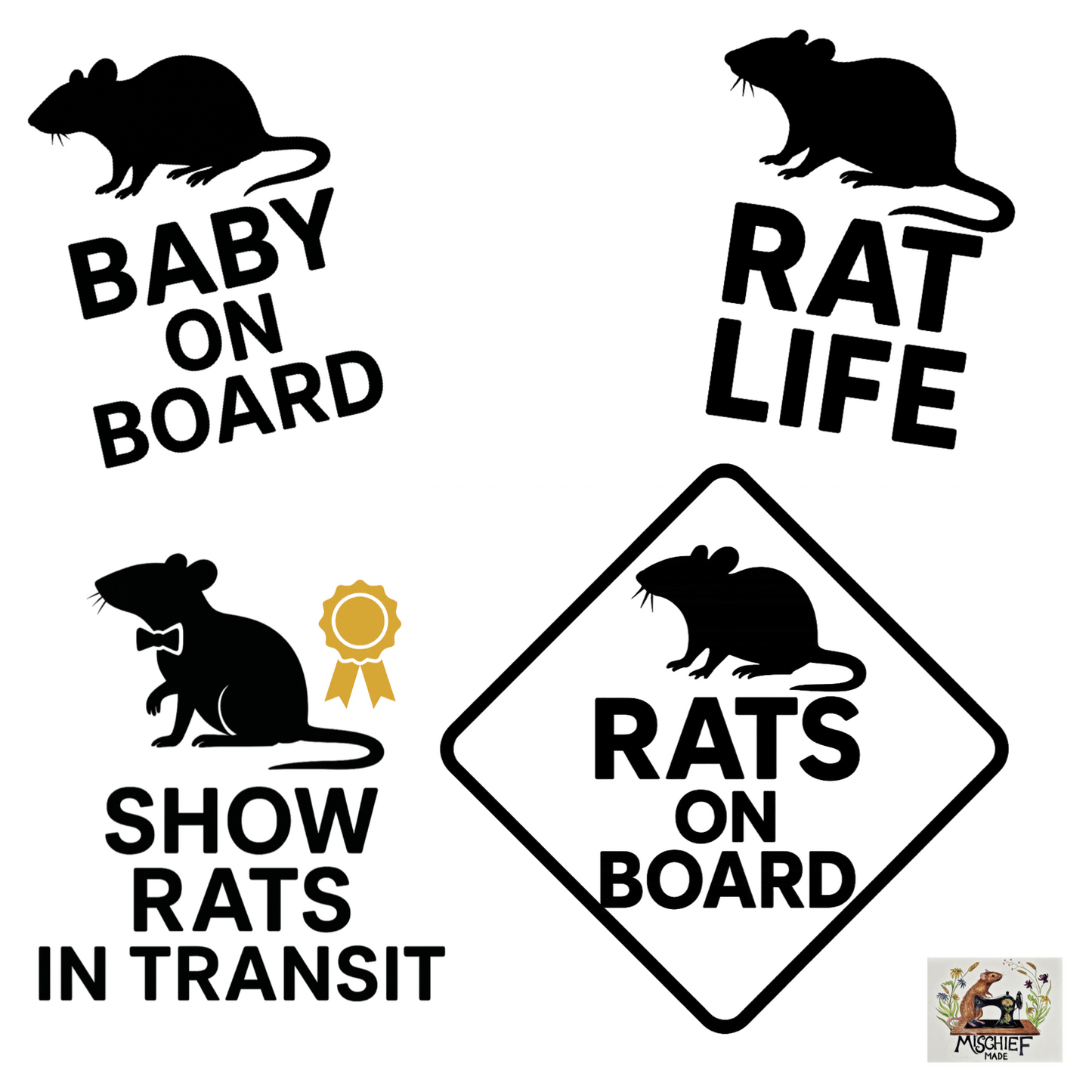 Rat theme car bumper / window sticker collection (Buy 1, get one half price)