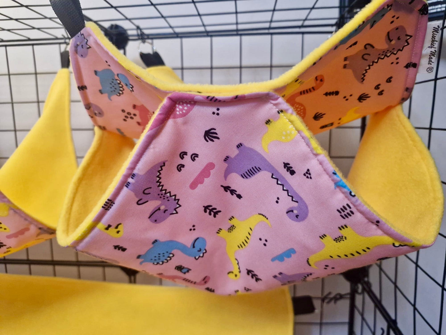 4 piece fleece lined rodent hammock set for rats ferrets chinchillas Pink Dinosaurs