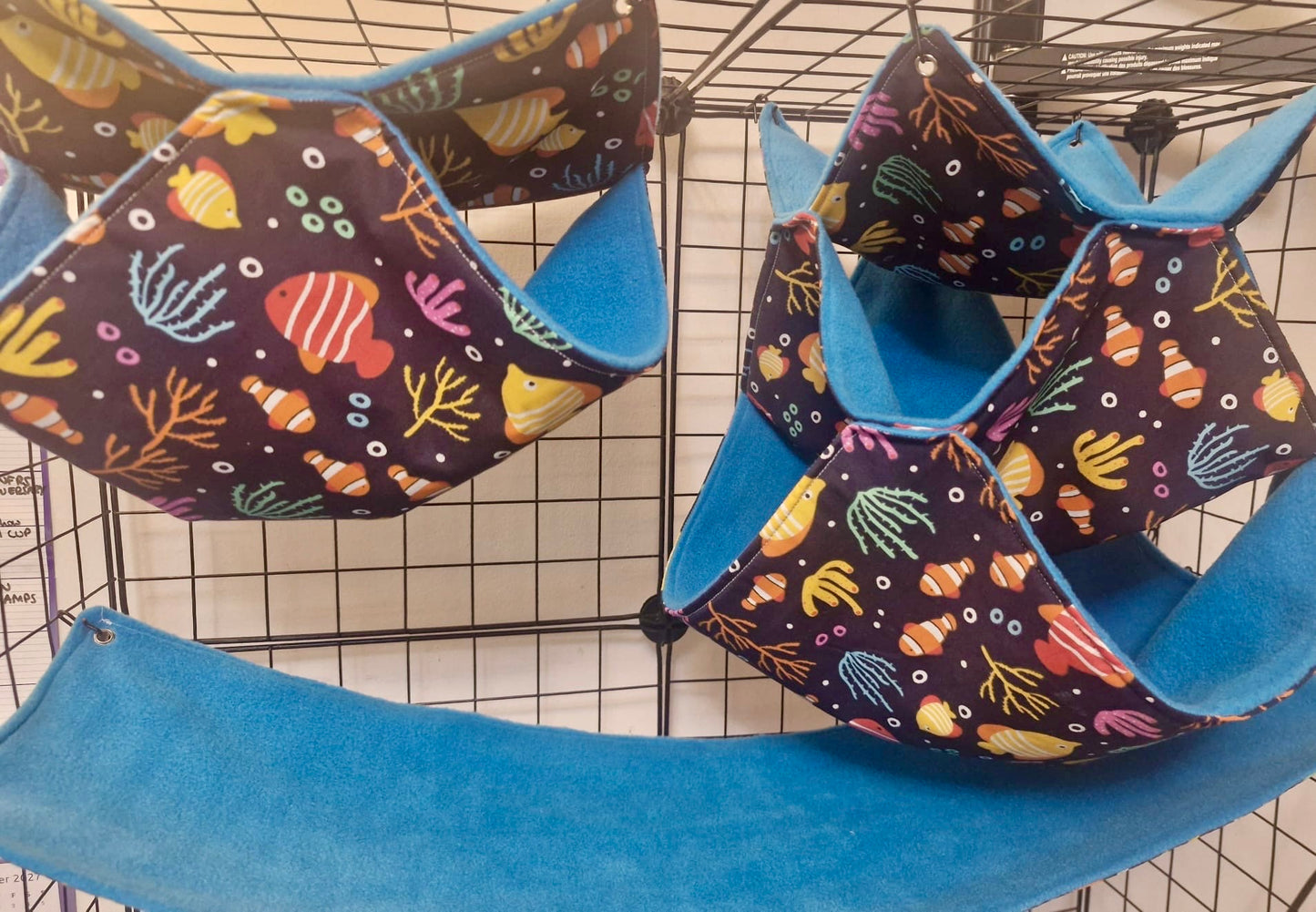 3 piece fleece lined rodent hammock set for rats ferrets chinchillas Under the Sea