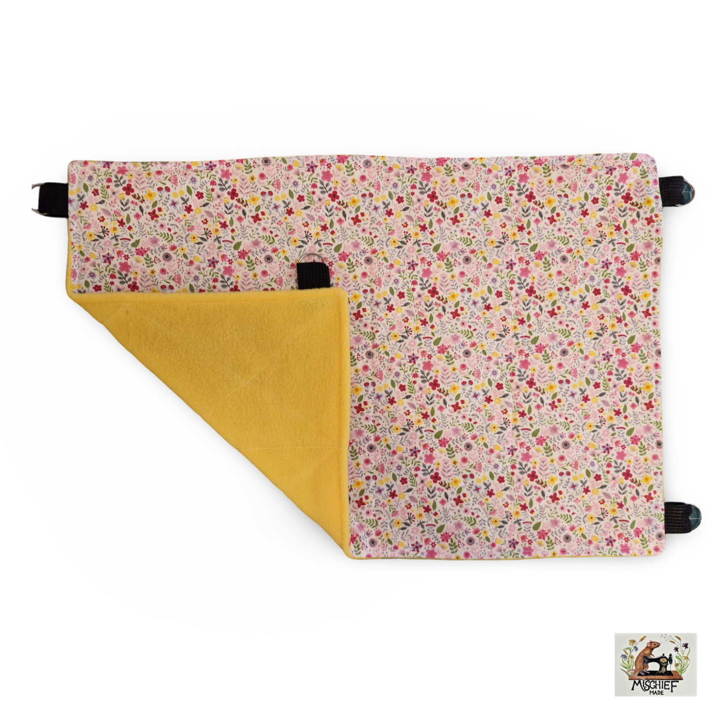 Fleece lined, quilted single hammock - Pink Ditsy