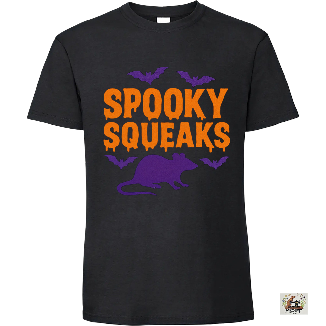 Halloween Short Sleeve T-Shirt with Spooky Squeaks Print