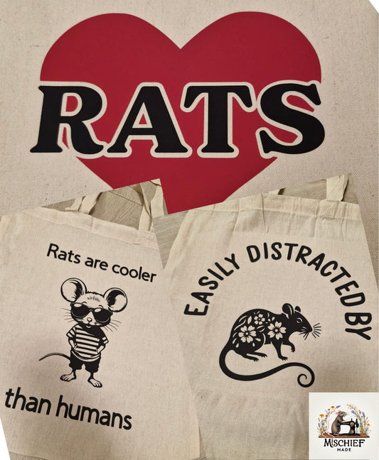 Rat tote bag 400x380mm cotton canvas with custom print