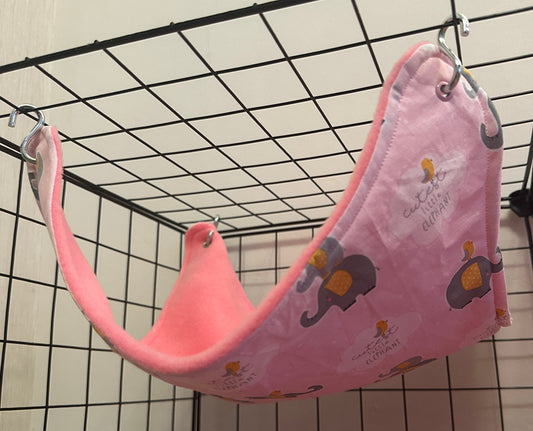 Mischief Made fleece lined single saddle hammock - Pink elephant