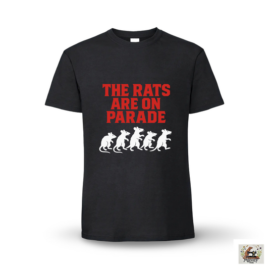 Mischief Made Short Sleeve T-Shirt with "Rats on parade" Foo fighters parody