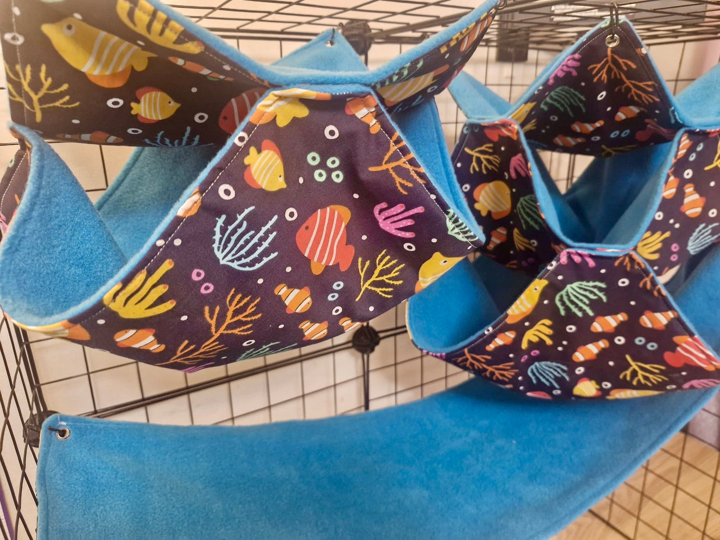 3 piece fleece lined rodent hammock set for rats ferrets chinchillas Under the Sea