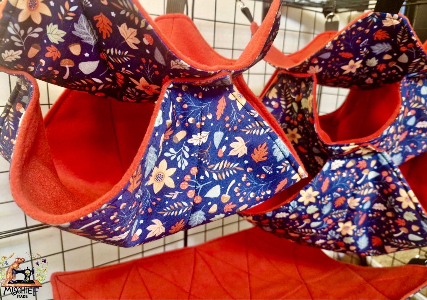 3 piece fleece lined rodent hammock set for rats ferrets chinchillas Winter Flowers