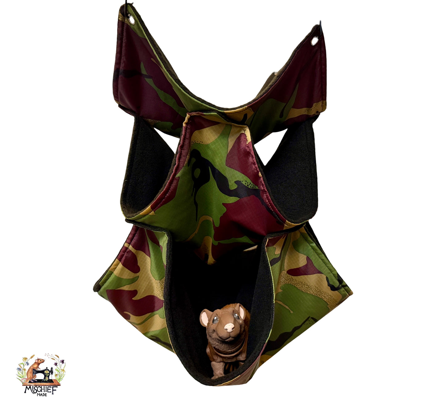 Mischief Made set of 3 hammocks - Camo print, black fleece lined