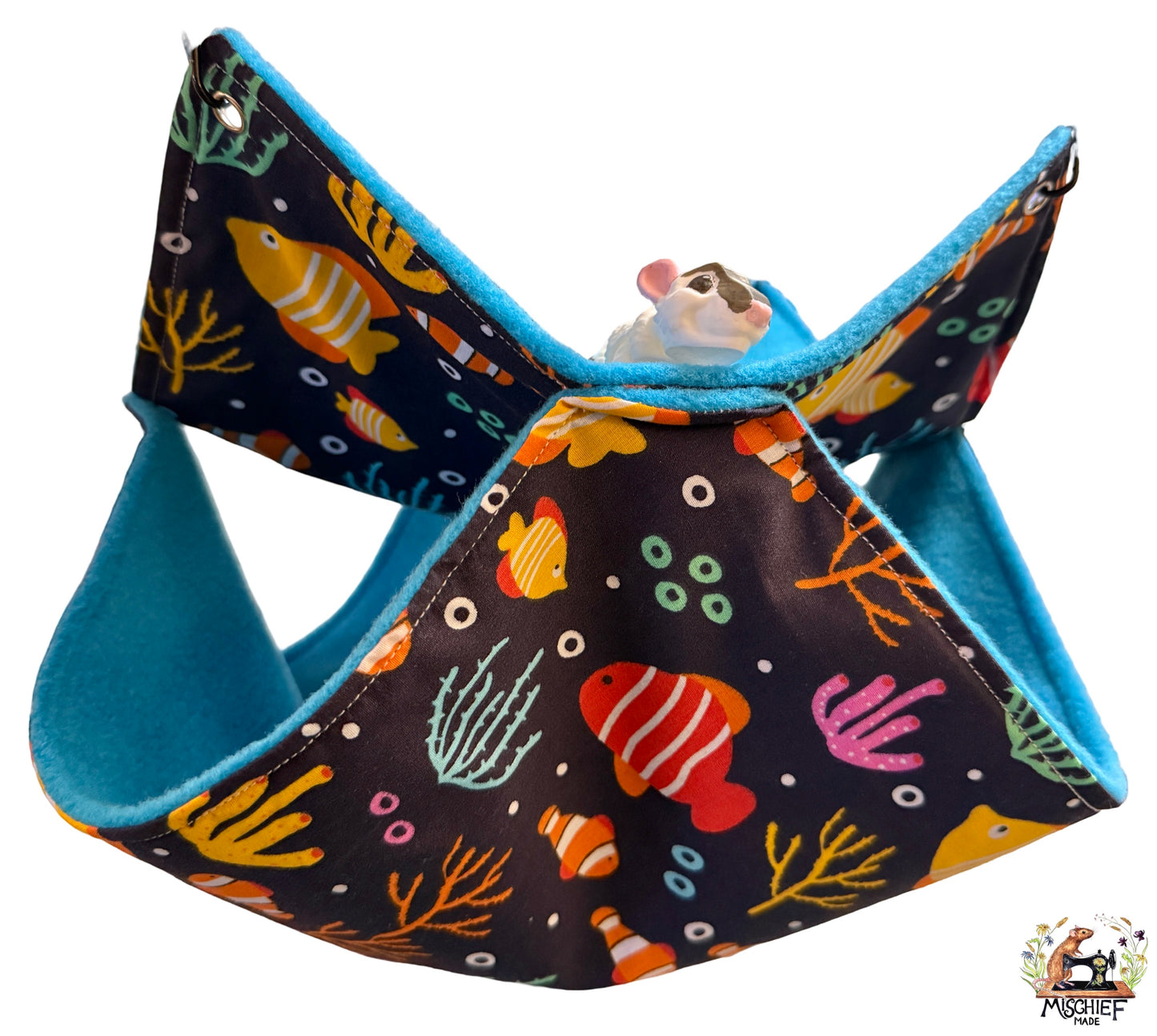 3 piece fleece lined rodent hammock set for rats ferrets chinchillas Under the Sea