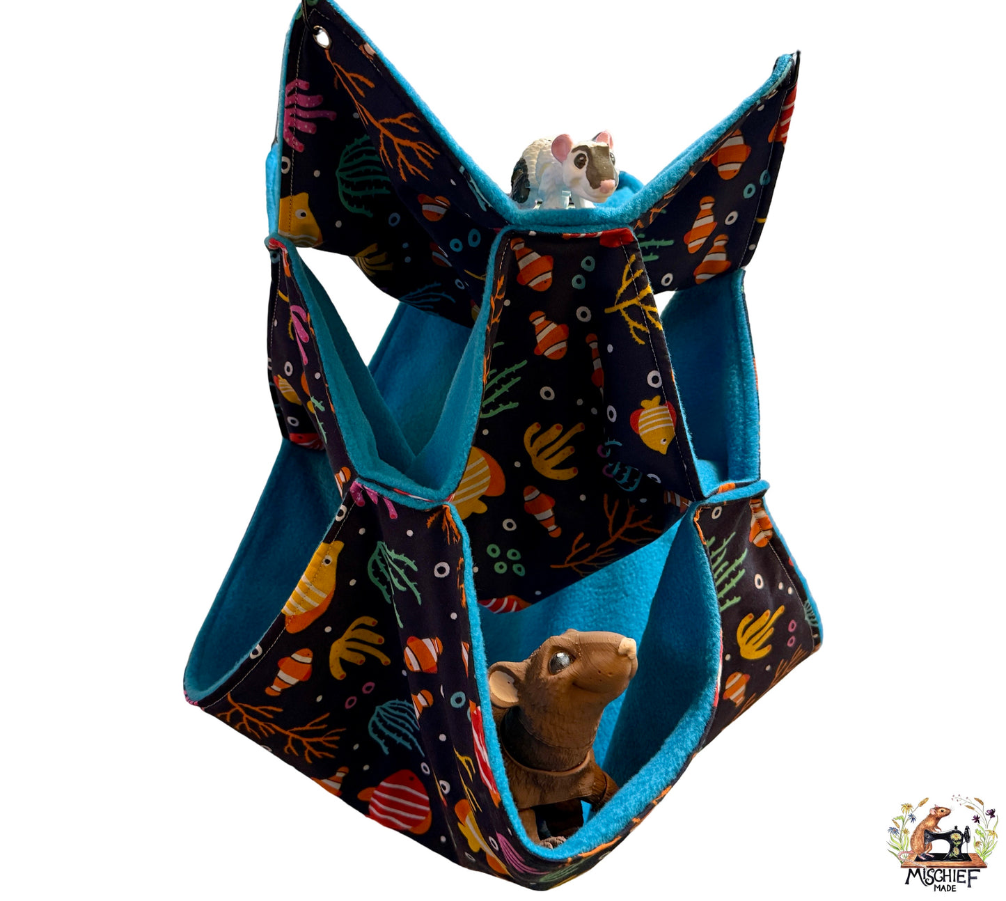 3 piece fleece lined rodent hammock set for rats ferrets chinchillas Under the Sea
