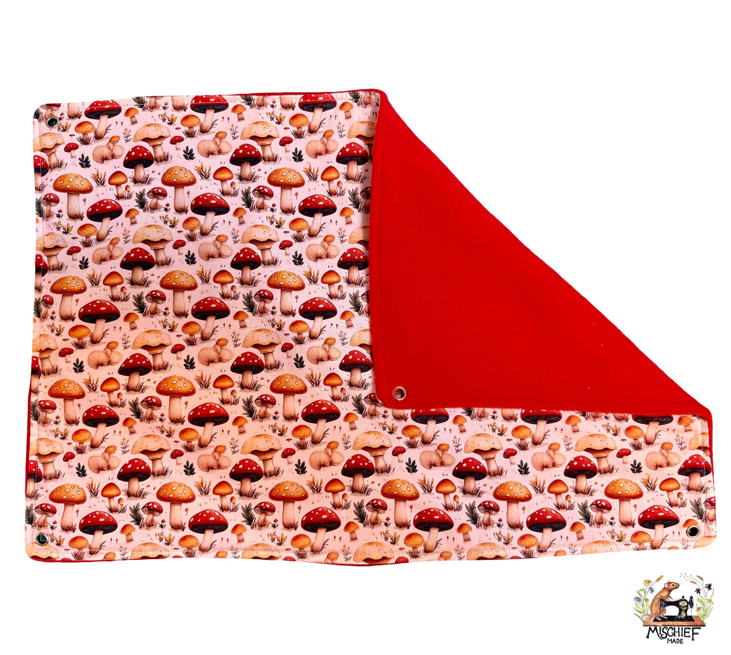 5 piece fleece lined rodent hammock set for rats ferrets chinchillas Mushroom Magic