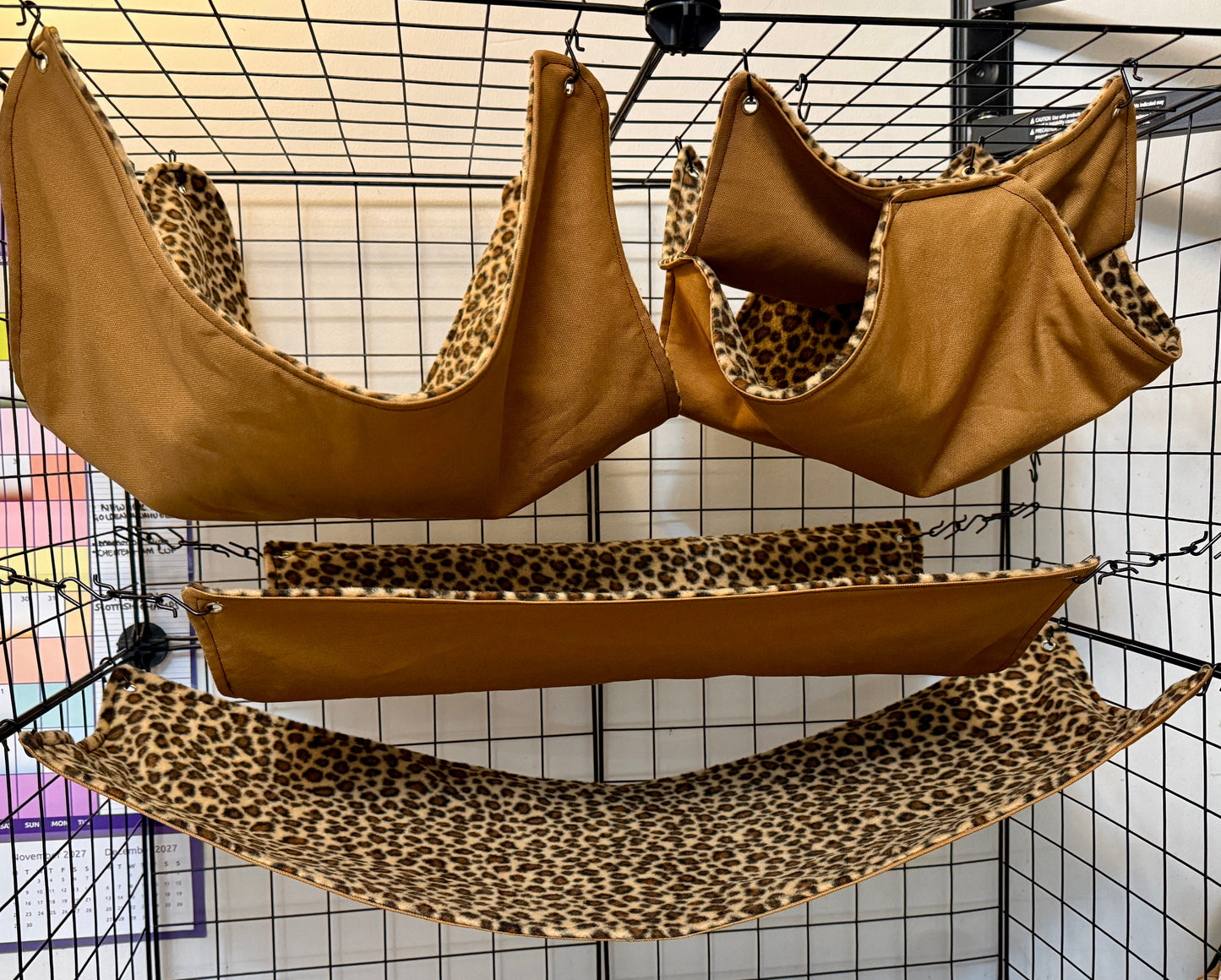 4 piece fleece lined rodent hammock set for rats ferrets chinchillas Beige Natural