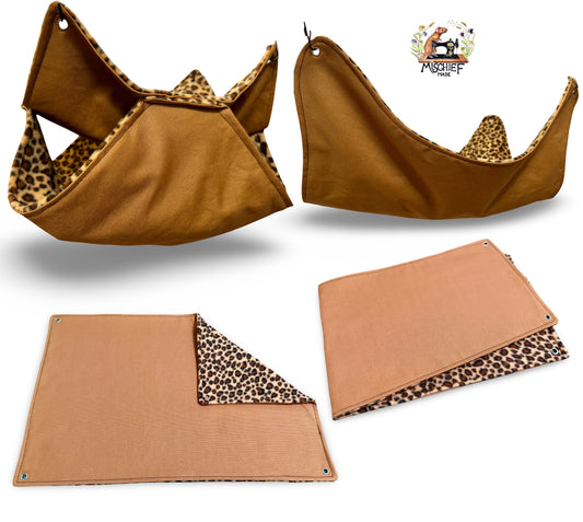 4 piece fleece lined rodent hammock set for rats ferrets chinchillas Beige Natural