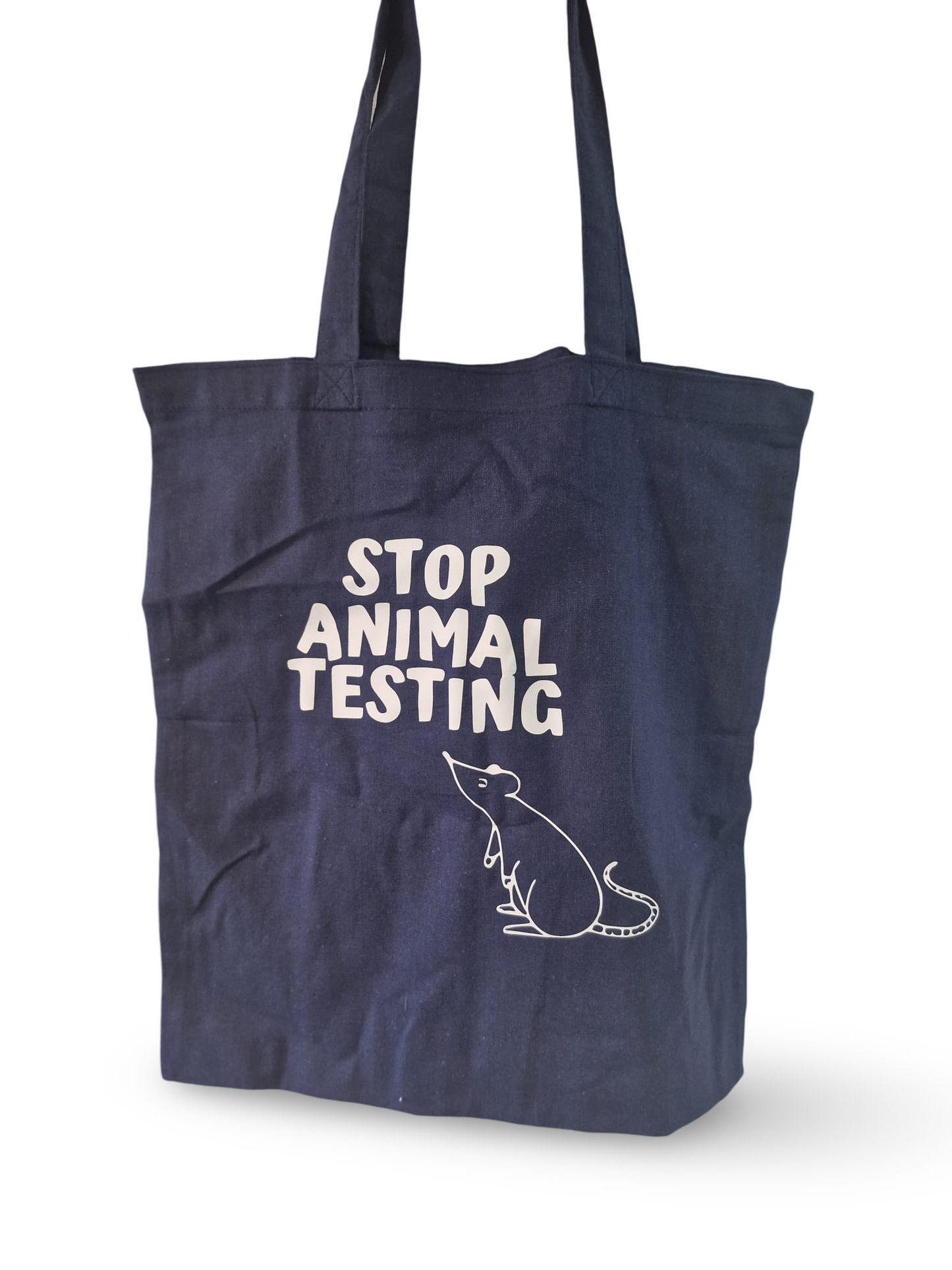 Mischief Made tote bag with "Stop Testing" print