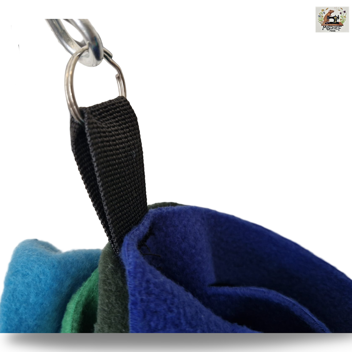 Mischief Made Cage enrichment rope (blues & green) - 1m length